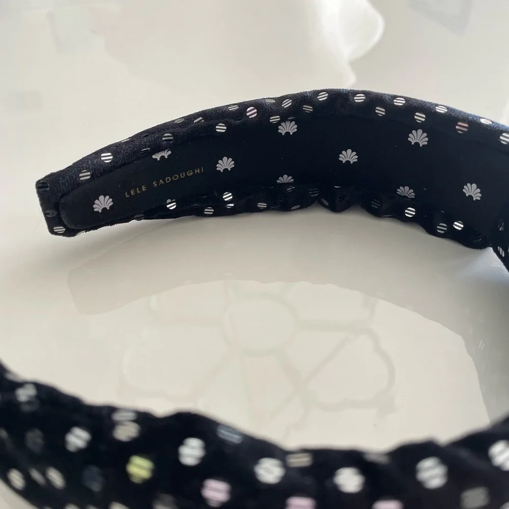 Lele Sadoughi Knotted Polka-Dot Velvet Headband - Picture 3 of 3